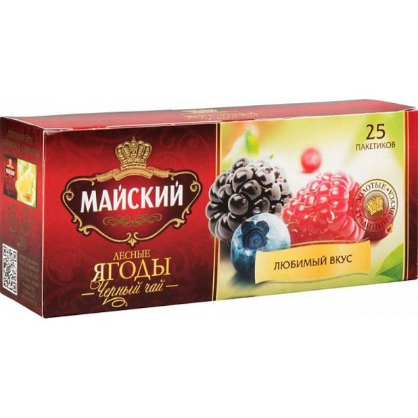 Чай черный "Майский"Лесные ягоды 25п*1,5г (37,5)