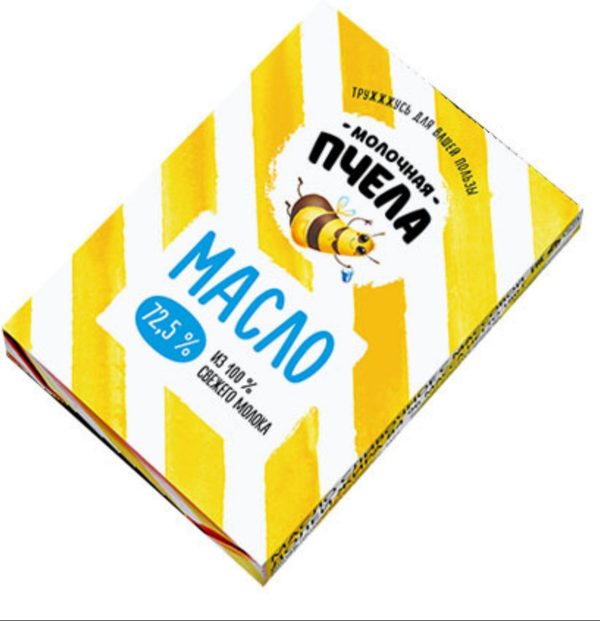 Масло сливочное «Молочная пчела» несоленое, 72.5%, 180 г