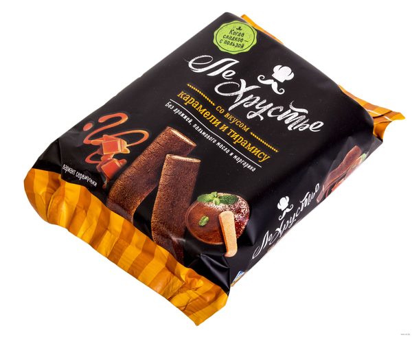 Полоски кондитерские "ЛеХрустье" со вкусом карамели и тирамису 100г