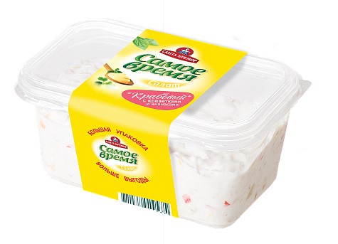 Салат Крабовый с креветками и ананасами (имитация из мяса крабового) 400г