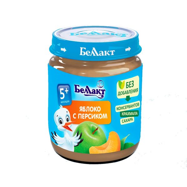 Пюре из яблок и персиков для д/п гомогениз стерил 100г