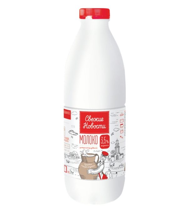 Молоко «Свежие новости» ультрапастеризованное, 3.5%, 900 мл