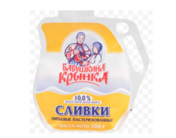 Сливки «Бабушкина крынка» пастерилизованные, 10%, 500 мл