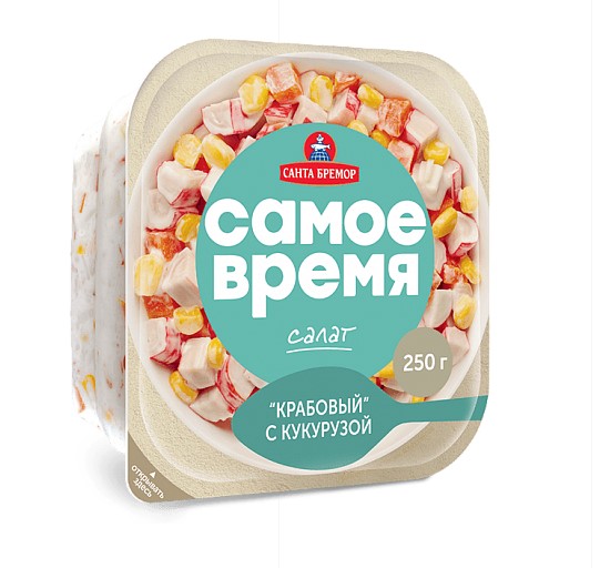 Салат Крабовый с кукурузой (имитация из мяса крабового) 250г