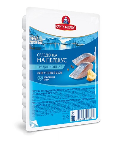 Филе-кусочки "Селедочка на перекус традиционная" в масле 150 г