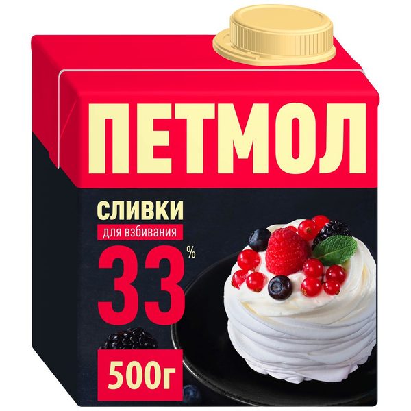 Крем сливочный Сливки для взбивания ультрапастеризованный 33% 500г