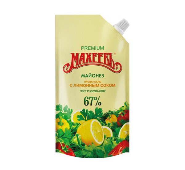 Маянэз Махееў Правансаль з цытрынавым сокам дой-пак з дазатарам 67% 380г