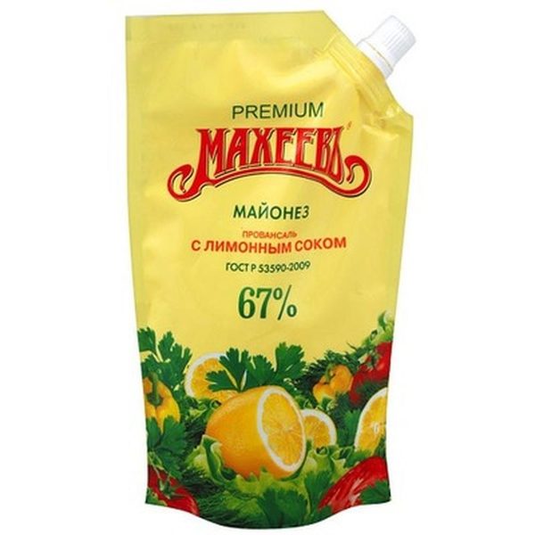 Майонез Махеев Провансаль с лимонным сок 67% 190гр дойпак