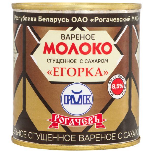 Молоко цельное Егорка сгущеное вареное с сахаром 8,5% в ж/б 360г