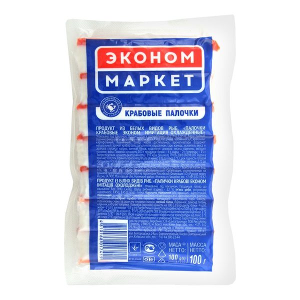 Палочки крабовые Эконом охлажденные 100г