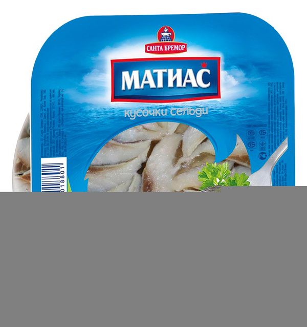 Филе сельди Матиас деликатесное свежая зелень кусочки 200г