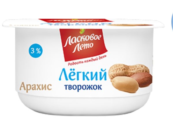 Паста творожная десертная «Ласковое лето» арахис, 3%, 120 г.