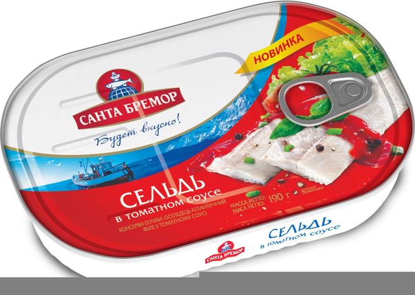 Сельдь атлантическая филе в томатном соусе 190г