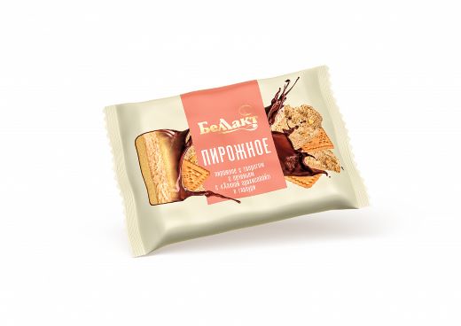 Пирожное c творогом с печеньем с пастой десертной Халва арахисовая в глазури 24% в полим пленке 75г