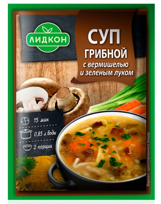 Суп грибной с вермишелью и зеленым луком 70г