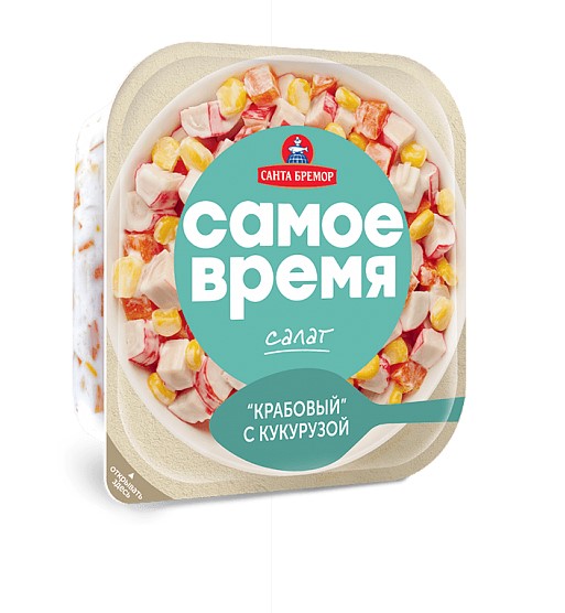 Салат Крабовый из мяса краба сурими имитация с кукурузой 150г