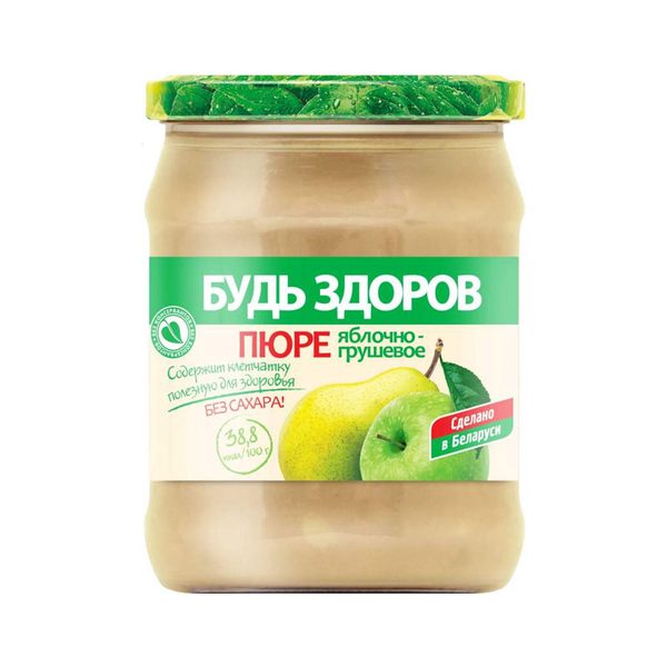 Пюре Будь здоров! Яблочно-грушевое ст/бан 450г