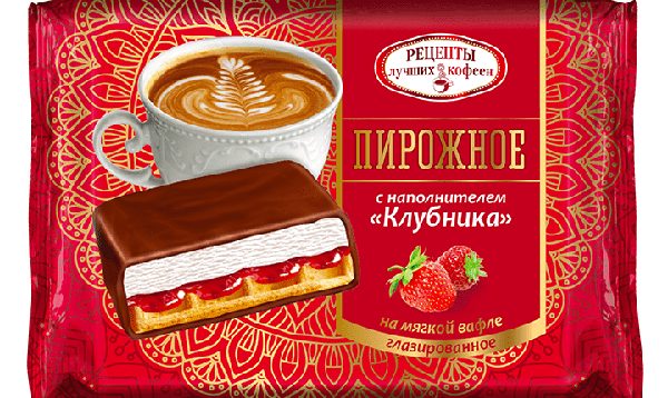 Десерт «Рецепты лучших кофеен» с наполнителем "Клубника " 100г