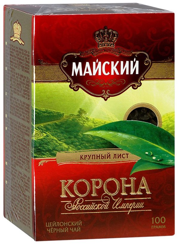 Чай черный байховый Майский в/с Корона Российской империи крупнолистовой 100г