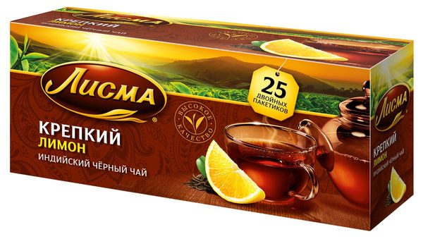 Чай черный байховый "Лисма" крепкий лимон 25п*1,5