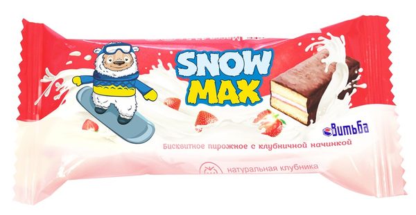 Пирожное бисквитное Snow Max с клубничной начинкой глазированное 40г
