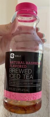 Natural raspberry flavored brewed iced tea