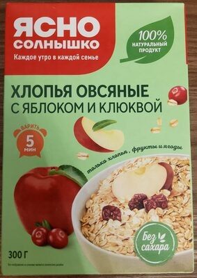 Хлопья овсяные с яблоком и клюквой