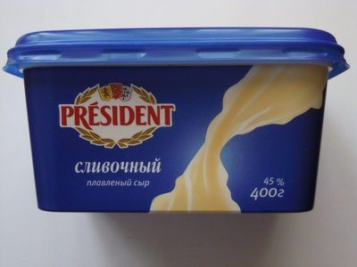 сыр президент в большой банке сливочный