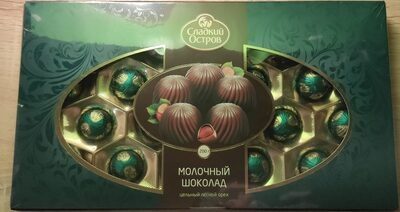 шоколадные конфеты из молочного шоколада с цельным лесным орехом