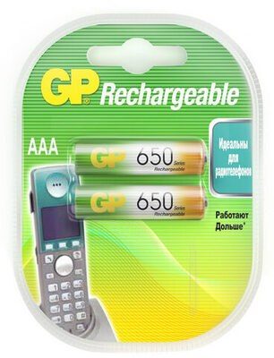 GP Rechargeable AAA Аккумуляторные батареи "Джи Пи" никель-металлогидридные 650 мАч