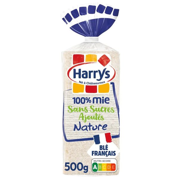 Harrys pain de mie 100% mie nature sans croute 500g